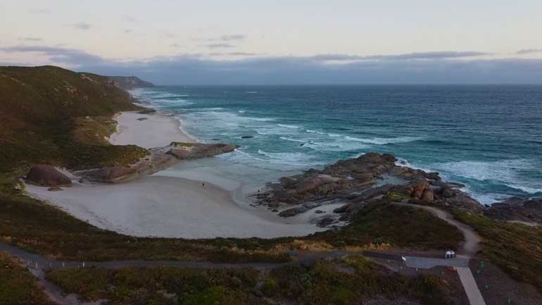 Lights Beach, Staircase to Beach on western end.